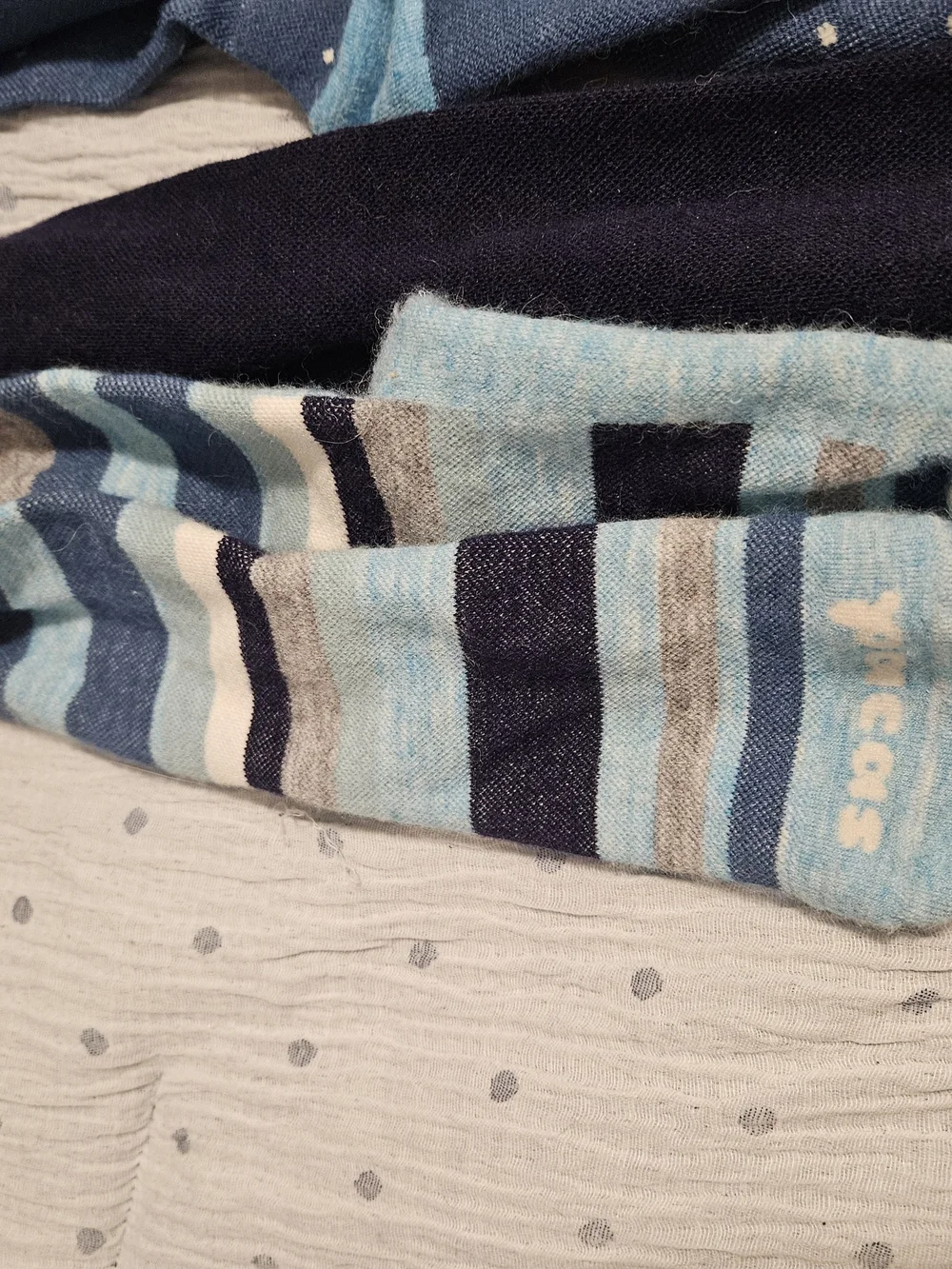 4 Blue Patterned Women's Knee-High Socks Alpaca